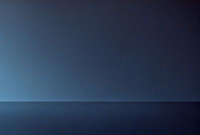 The primary subject of the image is a large, dark blue wall. The setting is a dark room, and the visual style is a photo. The dominant colors are blue and black, creating a moody atmosphere.