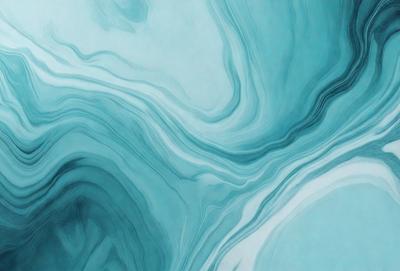 The primary subject of the image is a large body of blue water, which appears to be a painting or a digital artwork. The setting is a vast ocean, and the visual style is a combination of a painting and a digital artwork. The colors and mood of the image are predominantly blue, creating a serene and calming atmosphere.