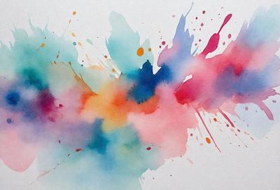 The primary subject of the image is a painting or drawing of a colorful, abstract design. The setting is a white background, which provides a clean and uncluttered appearance. The visual style is a mix of digital art and traditional painting, as the colors and patterns are vibrant and eye-catching. The dominant colors are red, blue, and orange, creating a lively and energetic atmosphere.