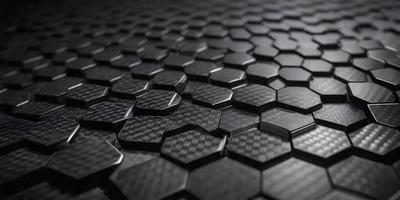 The primary subject of the image is a close-up of a black and white patterned surface, which appears to be a textured wall or a black and white checkered floor. The setting is a dark room, and the visual style is a close-up of the patterned surface. The colors and mood of the image are predominantly black and white, creating a sense of depth and contrast.