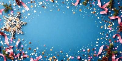 The primary subject of the image is a blue background with a star pattern. The setting is a blue surface, and the visual style appears to be a combination of photo and digital art. The colors and mood of the image are predominantly blue and white, creating a calm and serene atmosphere.