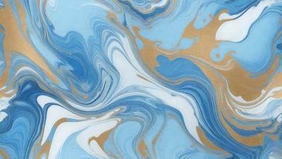 The primary subject of the image is a blue and white swirling pattern, which appears to be a painting or a digital artwork. The setting is a blue background, and the visual style suggests that it is a digital artwork. The dominant colors are blue and white, creating a calming and serene atmosphere.