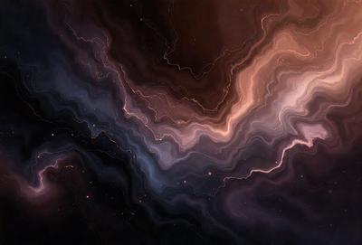 The primary subject of the image is a dark, swirling, and colorful space with a mix of blue, orange, and black hues. The setting appears to be a night sky, with the stars and the galaxy visible. The visual style of the image is a combination of digital art and illustration, creating a captivating and intricate design. The colors and mood of the image evoke a sense of mystery and wonder, as the viewer is drawn into the depths of the cosmos.
