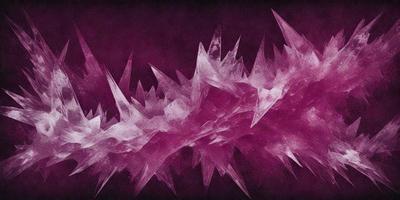 The primary subject of the image is a large, purple crystal formation. The setting is a dark background, which contrasts with the vibrant purple color of the crystal. The visual style appears to be a combination of digital art and illustration, creating a unique and eye-catching design. The dominant colors in the image are purple and pink, giving the scene a bold and striking appearance.