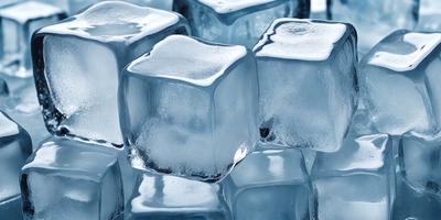The primary subject of the image is a large block of ice. The ice is blue and appears to be melting. The setting is a cold environment, possibly an icy surface. The visual style is a photo of the ice block. The colors and mood of the image are cold and icy, with the blue hue of the ice adding to the chilly atmosphere.