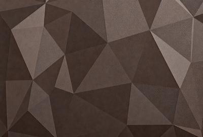 The primary subject of the image is a brown and white geometric pattern. The setting is a wall, and the visual style is a combination of photo and digital art. The dominant colors are brown and white, creating a warm and earthy atmosphere.