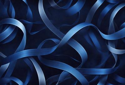 The primary subject of the image is a blue, swirling, and curling pattern. The setting is a dark background, which contrasts with the vibrant blue color of the pattern. The visual style appears to be a digital art or illustration, as the pattern is intricate and detailed. The colors and mood of the image are predominantly blue, creating a sense of calmness and tranquility.