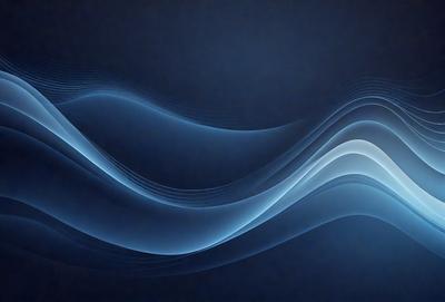 The primary subject of the image is a blue wave pattern. The setting is a dark blue background, which creates a contrasting effect with the wave pattern. The visual style is a digital art or illustration, as the wave pattern appears to be a digital creation. The colors and mood of the image are predominantly blue, creating a calm and serene atmosphere.