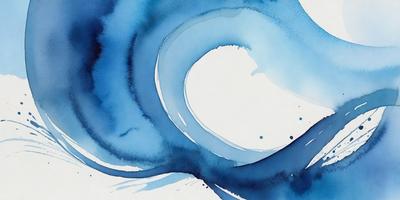 The primary subject of the image is a blue and white water wave, which is the main focus of the scene. The setting is a white background, which provides a clean and uncluttered environment for the water wave. The visual style of the image is a combination of digital art and illustration, creating a unique and artistic representation of the water wave. The dominant colors in the image are blue and white, which contribute to a calming and serene atmosphere.