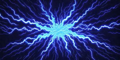 The primary subject of the image is a blue lightning bolt, which is the main object, scene, or focus of the image. The setting or background is a dark, starry night, with the blue lightning bolt standing out against the black sky. The visual style of the image is a digital art or illustration, as it captures the dynamic and vibrant nature of the lightning bolt. The colors and mood of the image are predominantly blue, with the lightning bolt creating a sense of
