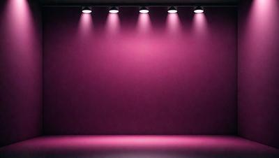 The primary subject of the image is a purple wall with a pink background. The setting is a stage or a theater, as indicated by the presence of a purple curtain. The visual style is a photo, capturing the purple and pink colors and the overall atmosphere of the scene.