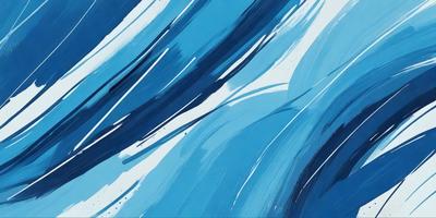 The primary subject of the image is a painting of a blue ocean with waves. The setting is a blue background, and the visual style appears to be a digital art or illustration. The dominant colors in the painting are blue and white, creating a serene and calming atmosphere.
