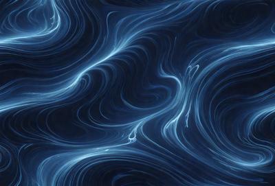 The primary subject of the image is a blue and white swirling pattern, which appears to be a digital art or illustration. The setting is a dark blue background, creating a contrasting and visually striking scene. The visual style is modern and artistic, with the swirling pattern being the main focus of the image. The colors and mood of the image are predominantly dark and moody, with the blue and white swirls creating a sense of depth and intrigue.
