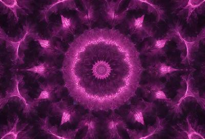 The primary subject of the image is a purple, pink, and yellow circular pattern. The setting is a purple background, and the visual style appears to be a digital art or illustration. The dominant colors in the image are purple, pink, and yellow, creating a vibrant and lively atmosphere.