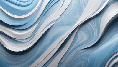 The primary subject of the image is a large, blue, swirling wave. The wave is the main focus of the image, and it is set against a white background. The visual style of the image is a combination of a photo and digital art, creating a unique and captivating scene. The dominant colors in the image are blue and white, giving the scene a calming and serene atmosphere.