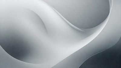 The primary subject of the image is a white, curved, and flowing sculpture. The setting is a gray background, which contrasts with the white sculpture. The visual style is a combination of digital art and illustration, creating a unique and artistic representation. The colors and mood of the image are predominantly white, giving it a clean and minimalist appearance.