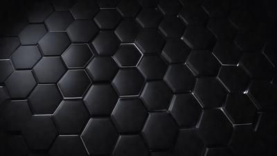 The primary subject of the image is a black and white patterned surface, which appears to be a black tile or a black background. The setting is a dark room, and the visual style is a close-up of the patterned surface. The colors and mood of the image are predominantly dark and moody, with the black and white pattern creating a sense of depth and contrast.