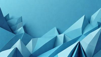 The primary subject of the image is a blue wall with a pattern of triangles. The setting is a room with a blue background, and the visual style appears to be a digital art or illustration. The dominant colors are blue and white, creating a calm and soothing atmosphere.