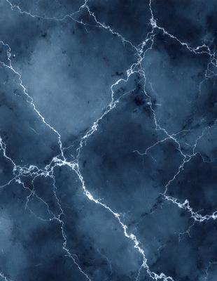 The primary subject of the image is a blue and white marbled wall. The setting is a dark room with a blue background. The visual style is a close-up of the marbled wall, showcasing its intricate patterns. The colors and mood of the image are predominantly dark and moody, with the blue and white marbled wall serving as the focal point.