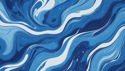 The primary subject of the image is a blue and white swirling pattern, which appears to be a digital art or illustration. The setting is a blue background, and the visual style is a combination of digital art and illustration. The dominant colors are blue and white, creating a calming and soothing atmosphere.
