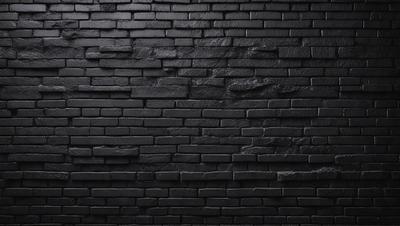 The primary subject of the image is a black brick wall. The setting is a dark room, and the visual style is a close-up of the brick wall. The colors and mood of the image are predominantly dark, with the black brick wall being the main focus.
