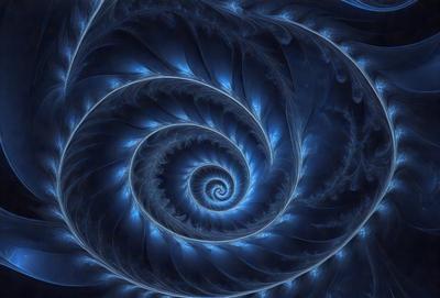 The primary subject of the image is a spiral pattern, which is the main object, scene, or focus of the image. The setting or background features a blue and white color scheme, giving the image a vibrant and lively atmosphere. The visual style of the image is a combination of photo and digital art, creating a unique and eye-catching design. The colors and mood of the image are predominantly blue and white, with a sense of movement and dynamism.