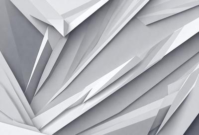 The image features a large, three-dimensional structure made of white paper. The paper appears to be folded or cut into various shapes, creating a visually striking and intricate design. The primary subject of the image is the paper sculpture, which is the main focus of the scene. The setting is a white background, which provides a clean and uncluttered environment for the paper sculpture to stand out. The visual style of the image is a combination of digital art and illustration, as the paper sculpture is skillfully craft