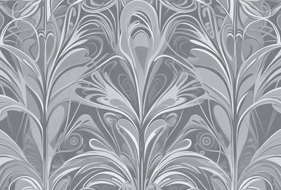 The primary subject of the image is a decorative design featuring a pattern of swirls and curves. The setting is a gray background, which contrasts with the intricate pattern. The visual style is a combination of digital art and illustration, creating a unique and artistic appearance. The colors and mood of the image are predominantly gray, giving it a modern and sophisticated feel.