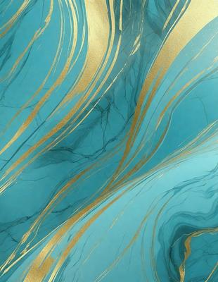 The primary subject of the image is a blue and gold swirling pattern, which appears to be a digital art or illustration. The setting is a blue background, and the visual style is a combination of digital art and illustration. The dominant colors are blue and gold, creating a vibrant and lively atmosphere.