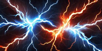 The primary subject of the image is a bright, colorful lightning bolt. The setting is a dark background, which contrasts with the lightning bolt's vibrant colors. The visual style is a digital art or illustration, as the lightning bolt appears to be a graphic or pattern. The colors and mood of the image are energetic and dynamic, with the lightning bolt emitting a sense of power and excitement.