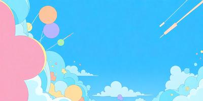 The primary subject of the image is a rocket flying through a blue sky. The setting is a cloudy sky, and the visual style is a digital art or illustration. The colors are predominantly blue and white, creating a calm and serene atmosphere.