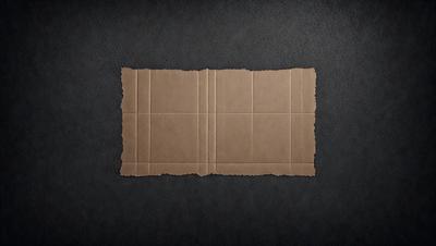 The primary subject of the image is a brown cardboard box. The setting is a dark background, which contrasts with the light brown color of the box. The visual style is a close-up of the box, showcasing its texture and details. The colors and mood of the image are predominantly dark, with the brown box being the main focal point.