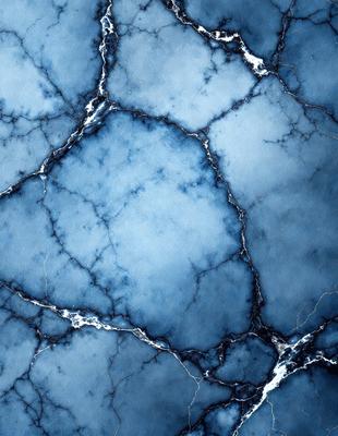 The primary subject of the image is a blue and white patterned surface, which appears to be a piece of art or a textured wall. The setting is a room with a blue and white color scheme. The visual style is a combination of digital art and illustration, creating a unique and eye-catching design. The dominant colors are blue and white, giving the scene a calm and soothing atmosphere.