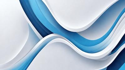 The primary subject of the image is a white and blue wave design. The setting is a white background, and the visual style is digital art. The dominant colors are white and blue, creating a calm and soothing atmosphere.