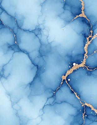 The primary subject of the image is a blue marble wall with gold streaks. The setting is a room with a blue and gold marble wall, which serves as the background. The visual style is a photo of the marble wall, showcasing its unique texture and color. The dominant colors are blue and gold, creating a luxurious and elegant atmosphere.