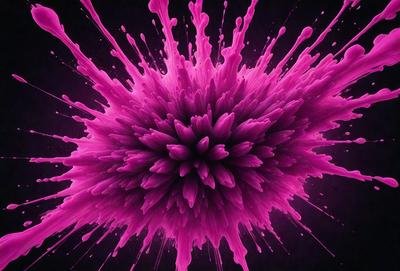 The primary subject of the image is a large, pink, purple, and white flower. The flower is the main object, scene, or focus of the image. The setting or background is a dark, purple-colored background, which contrasts with the bright colors of the flower. The visual style of the image is a close-up of the flower, showcasing its details and textures. The colors and mood of the image are vibrant and lively, with the pink and purple hues
