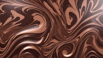 The primary subject of the image is a close-up of a chocolate-colored, swirled pattern on a surface. The setting appears to be a kitchen or a dining area, as the pattern is on a table. The visual style of the image is a close-up of the swirled pattern, which gives it a textured and artistic appearance. The dominant colors in the image are brown and black, creating a rich and warm atmosphere.