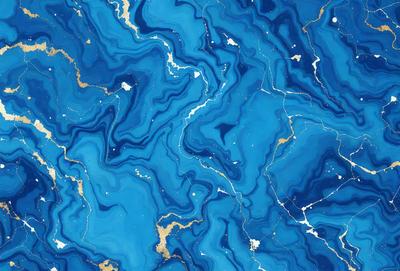 The primary subject of the image is a blue and gold patterned wallpaper. The setting is a blue and gold wallpapered room. The visual style is a patterned wallpaper, which gives the room a unique and colorful atmosphere. The dominant colors are blue and gold, creating a vibrant and lively environment.
