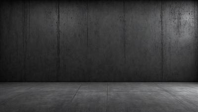 The primary subject of the image is a large, gray concrete wall. The setting is a room with the wall as the main focus. The visual style is a photo, and the colors and mood are predominantly gray and neutral.