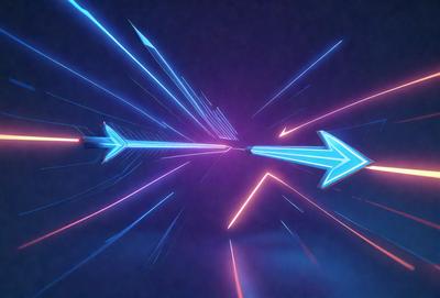 The primary subject of the image is a blue and purple light show, which appears to be a digital art or illustration. The setting is a dark background, and the visual style gives the impression of a futuristic or space-themed environment. The colors and mood of the image are predominantly blue and purple, creating a sense of depth and a calming atmosphere.