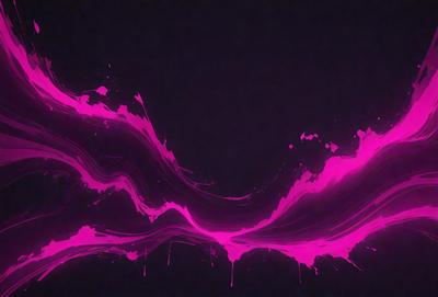 The primary subject of the image is a pink and purple splash of paint, which appears to be a digital art or illustration. The setting is a dark background, which contrasts with the vibrant colors of the paint splash. The visual style suggests that the image is a creative and artistic representation of the paint splash. The colors and mood of the image are predominantly pink and purple, giving it a lively and energetic atmosphere.