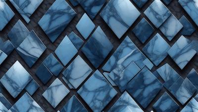 The primary subject of the image is a blue tile with a pattern of blue squares. The setting is a wall with a blue tile pattern, and the visual style is a close-up of the blue tile. The dominant colors are blue, and the overall atmosphere is clean and modern.