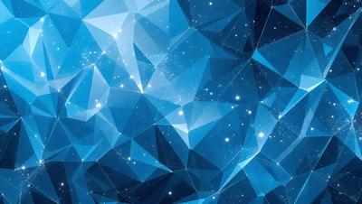 The primary subject of the image is a blue and white geometric pattern, which appears to be a digital art or illustration. The setting is a dark blue background, creating a contrasting effect with the pattern. The visual style is modern and abstract, with the geometric shapes and lines creating a unique and eye-catching design. The colors and mood of the image are predominantly blue, with a touch of white, giving it a calm and serene atmosphere.