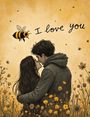 The primary subject of the image is a man and a woman standing close to each other, with the woman leaning on the man. They are surrounded by a field of flowers, which adds a sense of beauty and serenity to the scene. The visual style of the image is a combination of digital art and illustration, creating a unique and artistic representation of the couple. The colors and mood of the image are warm and inviting, with the vibrant colors of the flowers and the couple's embrace conveying