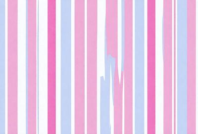 The primary subject of the image is a pink and blue striped pattern. The setting is a white background, and the visual style appears to be a digital art or illustration. The dominant colors are pink and blue, creating a vibrant and lively atmosphere.