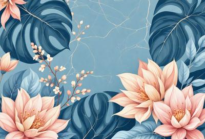 The primary subject of the image is a beautiful flower arrangement, featuring a variety of pink and white flowers. The flowers are arranged in a visually appealing manner, with some of them placed on a blue surface. The setting appears to be a garden or a well-maintained outdoor space. The visual style of the image is a combination of photo and digital art, creating a vibrant and lively atmosphere. The dominant colors in the image are pink and white, which contribute to a sense of freshness and elegance