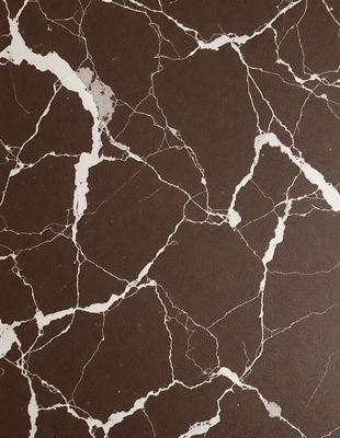 The image features a brown marble wall with a pattern of white circles. The wall appears to be a part of a bathroom, as it is described as a bathroom wall. The combination of brown and white colors creates a unique and elegant atmosphere.