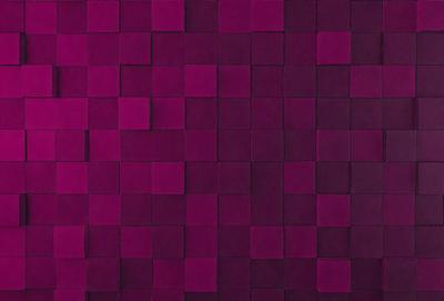 The primary subject of the image is a purple wall with a pattern of square tiles. The setting is a room with a purple background, and the visual style is a close-up of the wall. The dominant colors are purple and red, creating a bold and vibrant atmosphere.