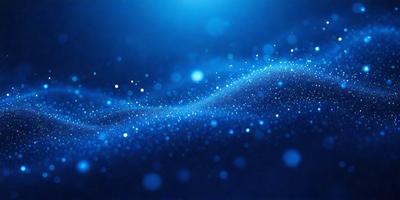 The primary subject of the image is a blue background with a wave-like pattern. The setting is a dark blue background, which creates a contrast with the wave pattern. The visual style is a digital art or illustration, as the wave pattern is created through a digital medium. The colors and mood of the image are predominantly blue, creating a calm and serene atmosphere.