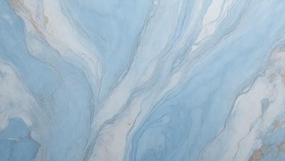 The primary subject of the image is a blue and white marbled wall. The setting is a room with a blue and white marbled wall as the main focus. The visual style is a close-up of the marbled wall, showcasing its intricate patterns. The colors and mood of the image are predominantly blue and white, creating a calm and serene atmosphere.